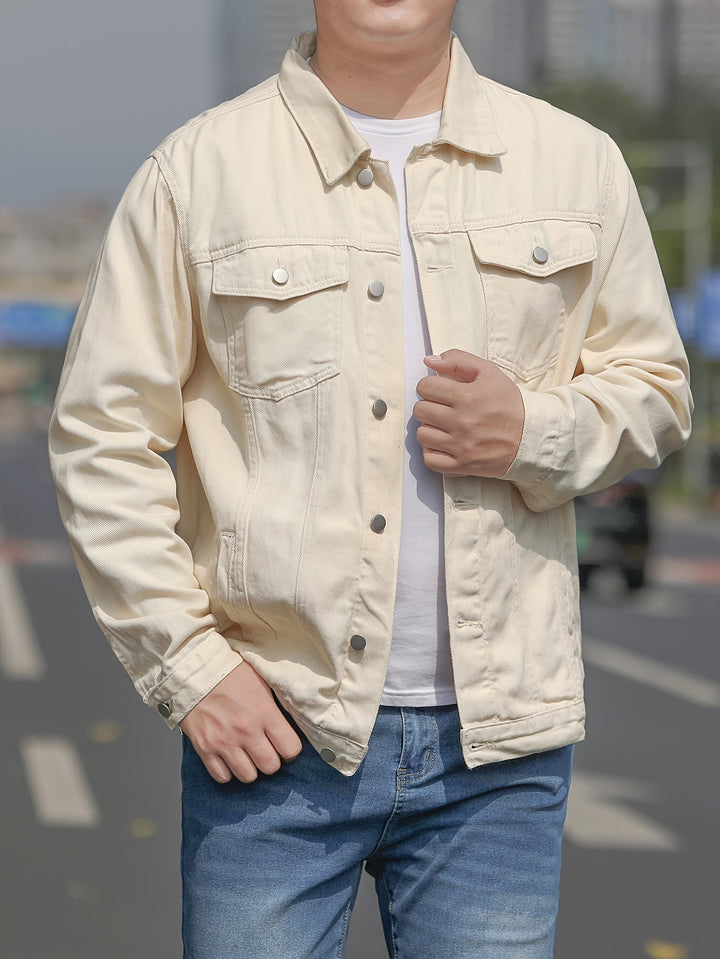 Levoire | Veste En Coton Pour Hommes Dans Un Style Denim Décontracté Beige