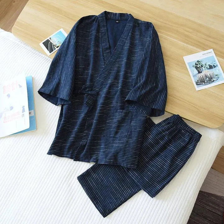 Levoire | Robe kimono rayée en coton léger Syan