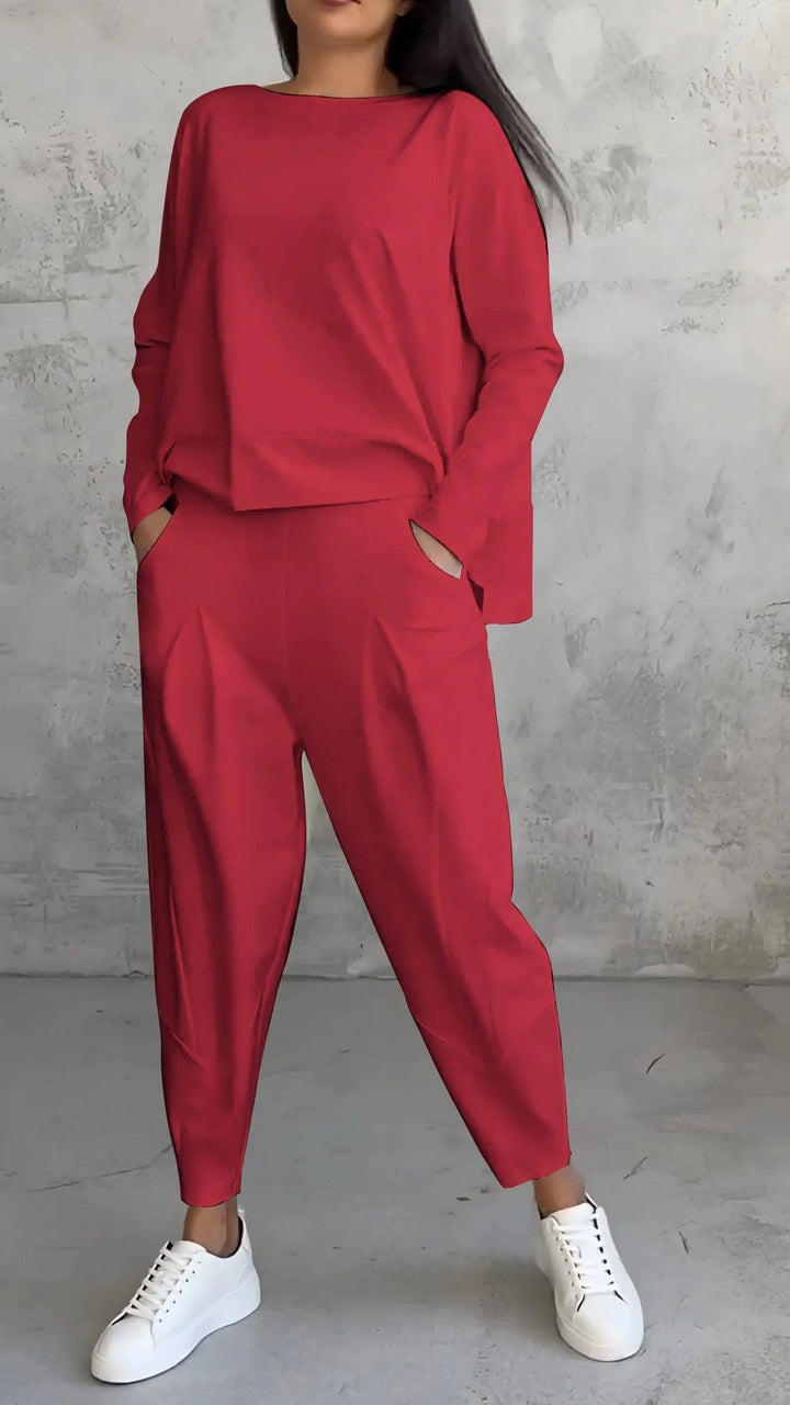 Levoire | Combinaison Manches Longues Design Irrégulier Rouge