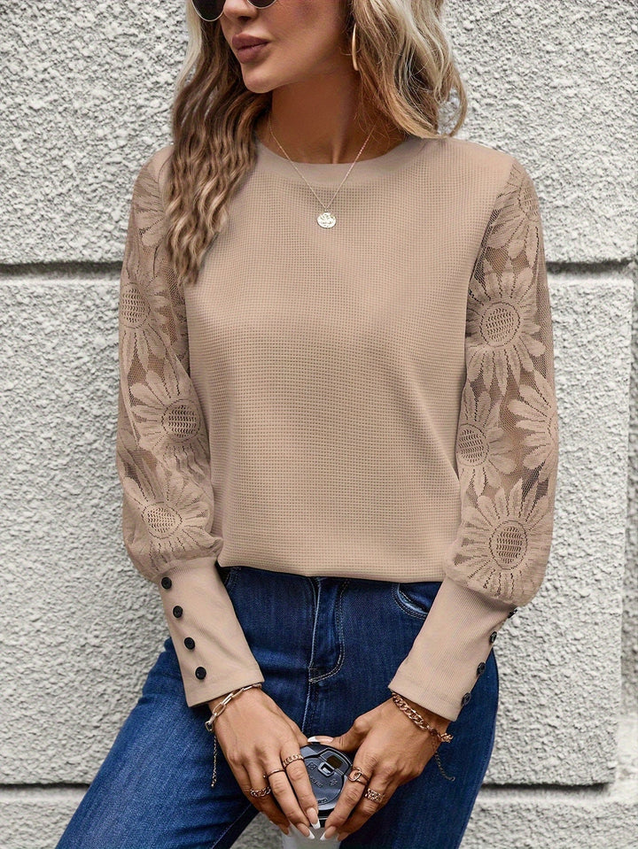 Levoire | T-Shirt En Dentelle Élégant Élégant, Intemporel Et Confortable Abricot