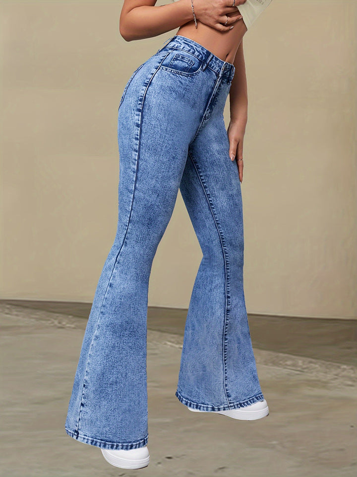 Levoire | Élégant Taille Haute Stretch Denim Flare Jeans