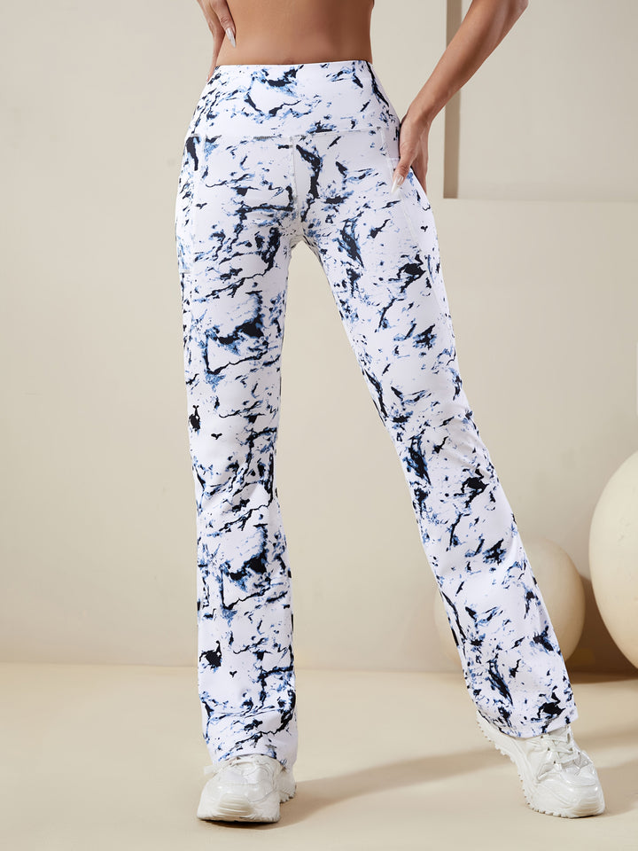 Levoire | Pantalon De Yoga Évasé À Taille Haute Tie-Dye Pour Femmes Noir et blanc