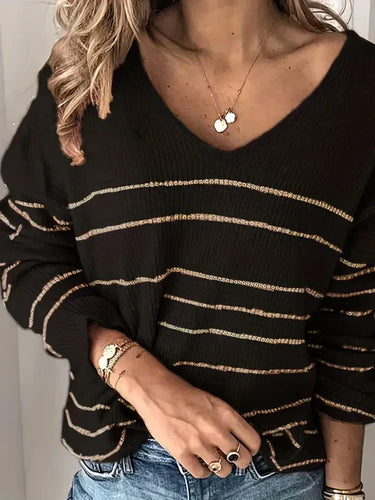 Levoire | Pull Rayé À Col En V Pour Femmes Élégantes
