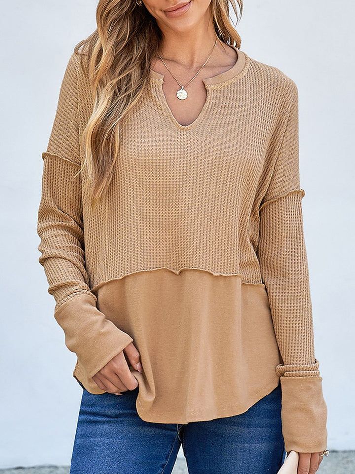 Levoire | T-shirt à manches longues en tricot waffle Tan