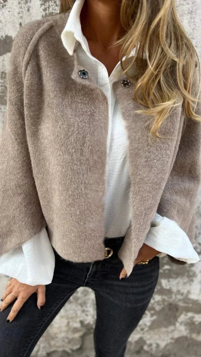 Levoire | Femmes Manteau Moderne Col Ronde Beige