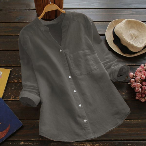 Levoire | Chemise En Lin À Manches Longues Élégante Gris