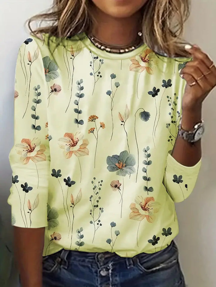Levoire | T-Shirt À Manches Longues Avec Imprimé Floral Jaune fluorescent