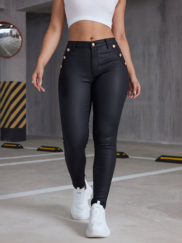 Levoire | Jean Slim Fit Pu Cuir Noir Skinny