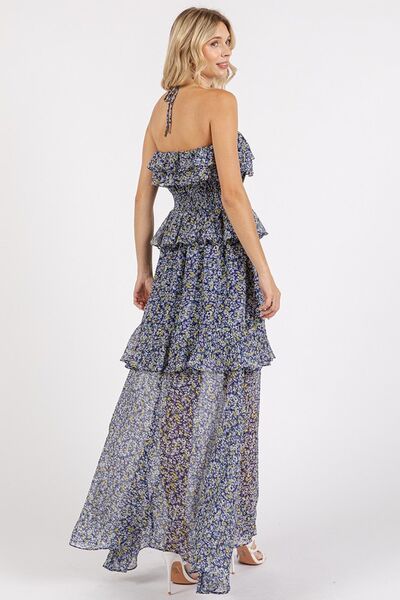 Levoire | Robe Maxi À Bretelles Avec Volants Imprimé Floral
