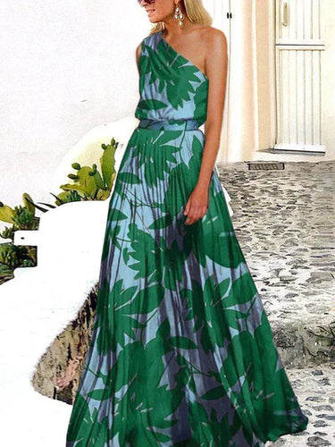 Levoire | Robe Maxi Imprimée Avec Zone D'Épaule Asymétrique