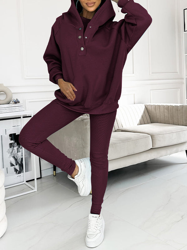 Levoire | Sweat-Shirt Confortable Avec Capuche Bourgogne Pull + Pantalon