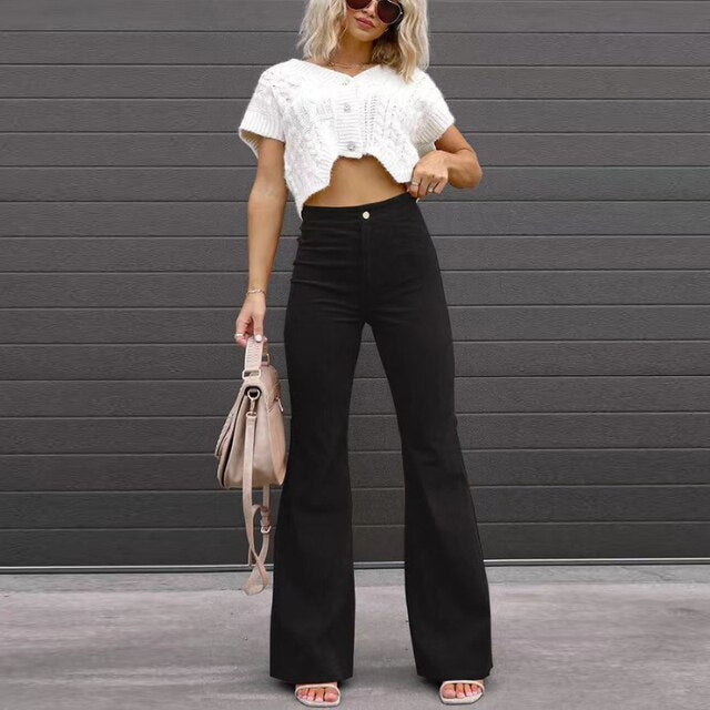 Levoire | Pantalon Évasé Confortable Et Élégant Noir