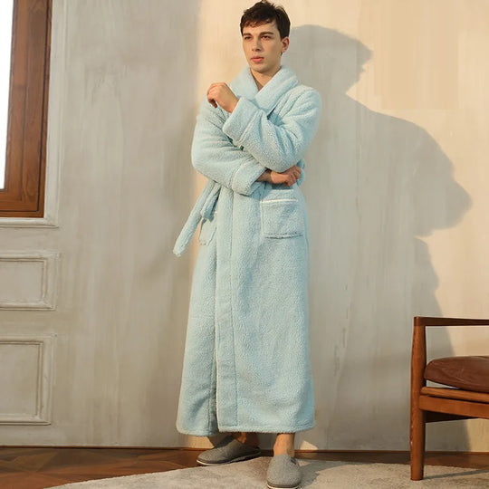 Levoire | Robe de bain en polaire à manches longues avec ceinture ajustable Vert