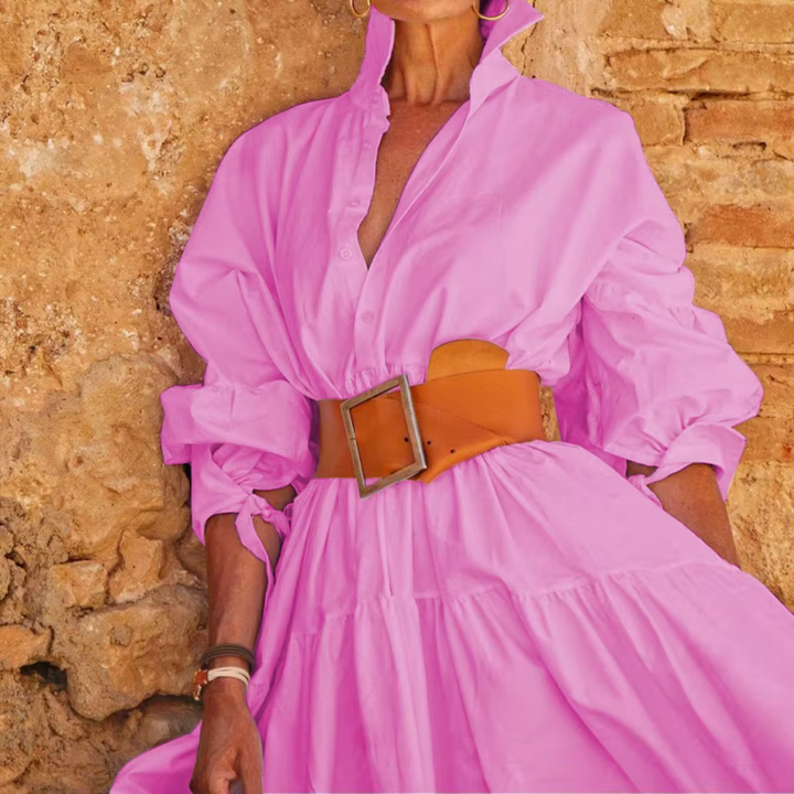 Levoire | Robe Chemise Élégante Avec Ceinture À La Taille Rosa