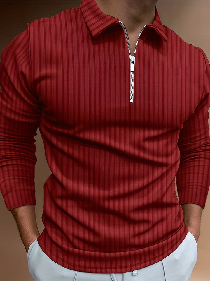 Levoire | Rayures Verticales Chemise Pour Hommes Avec Zip Et Manches Longues