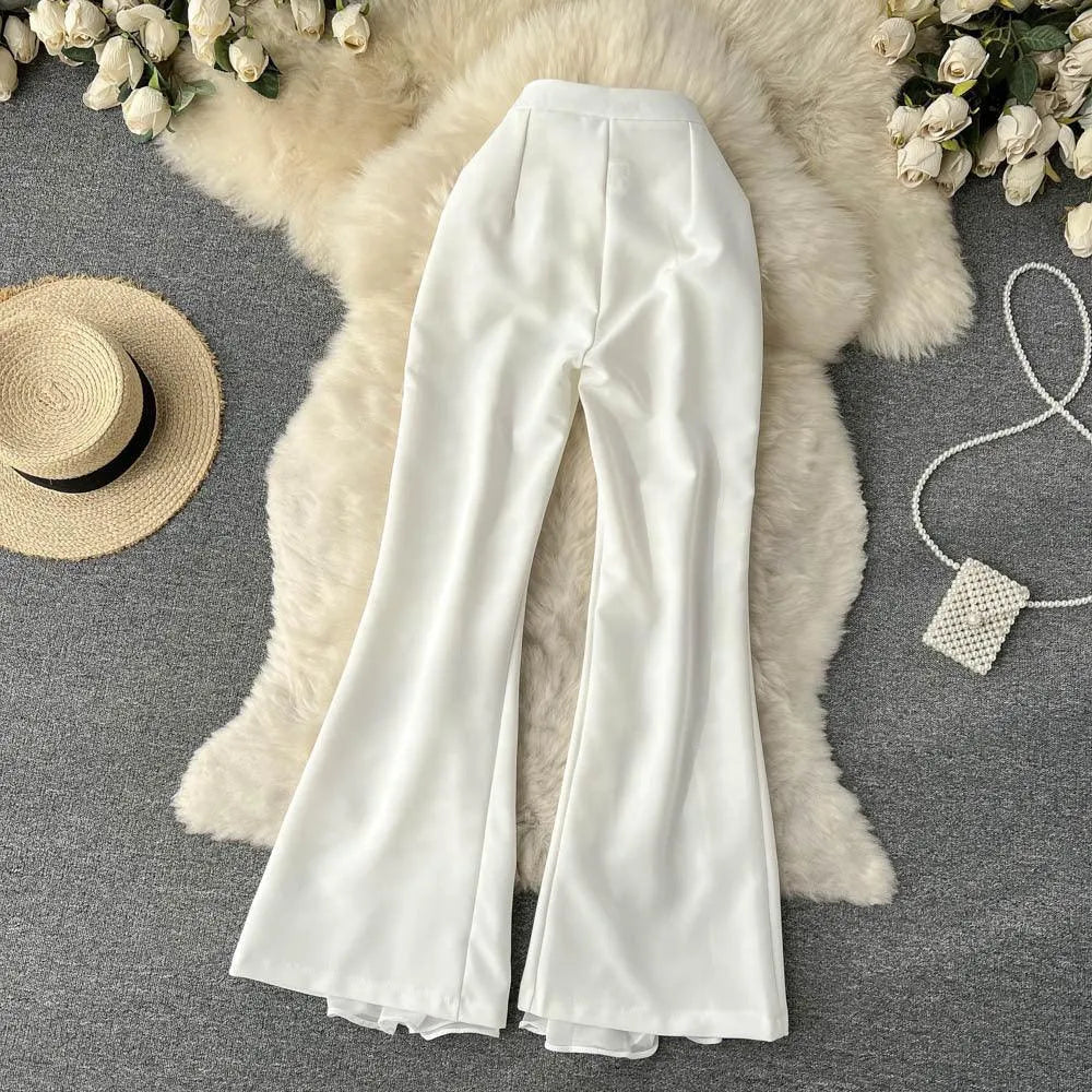 Levoire | Pantalons larges pour femmes avec couture en filet irrégulière