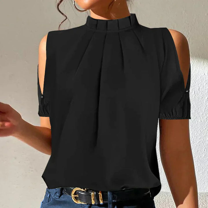 Levoire | Haut Noir Classique Avec Ouverture Plissée Et Manches Séparées 2XL
