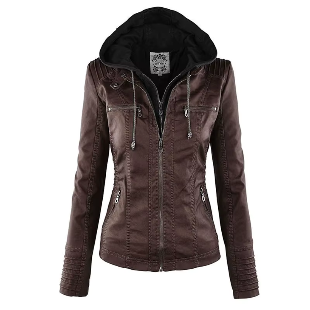 Levoire | Veste En Cuir Avec Capuche Pour Un Look Rock Marron café