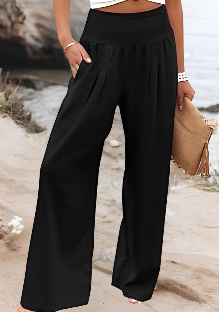 Levoire | Pantalon De Plage Fluide À Jambes Larges Noir
