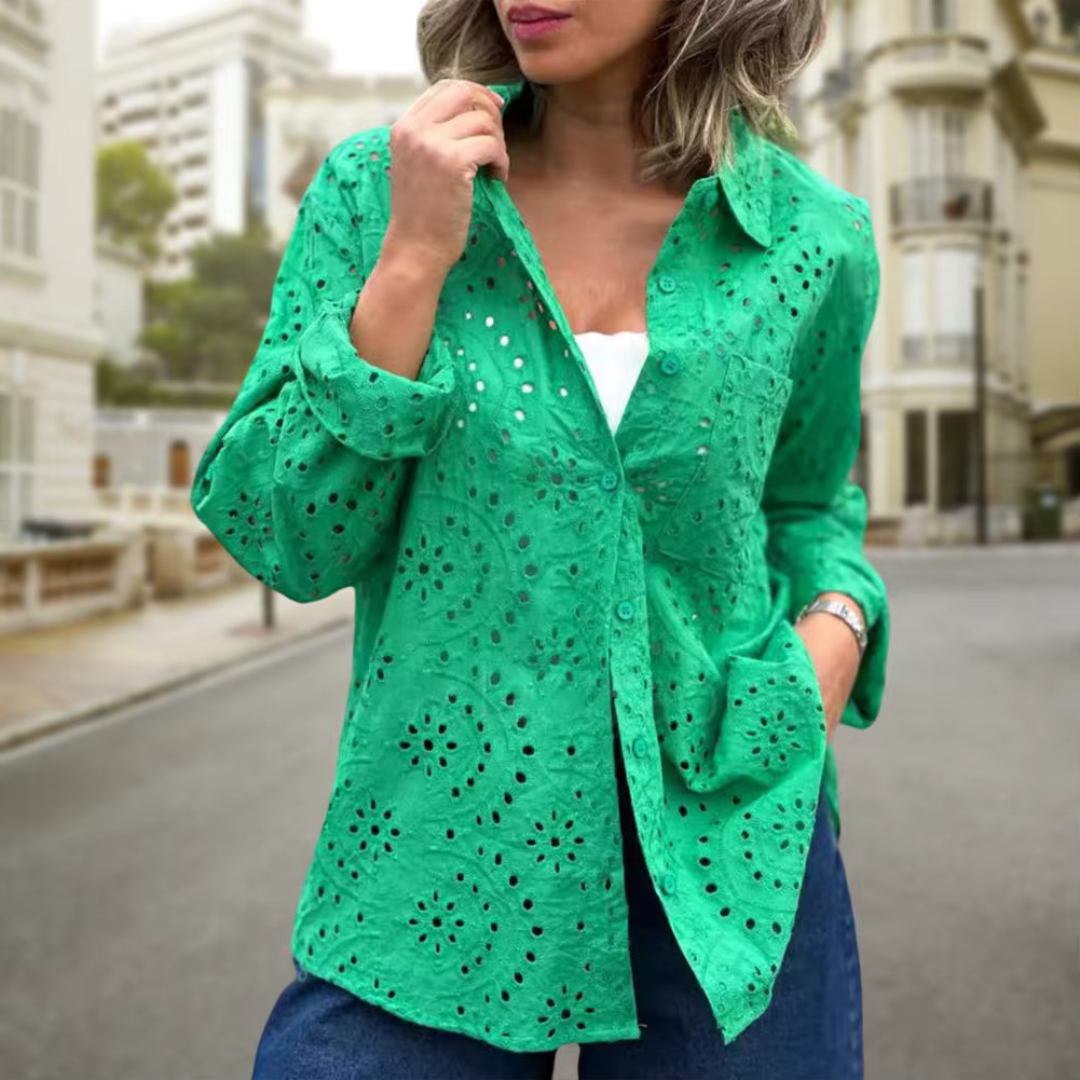 Levoire | Chemise Élégante Avec Tricot À Trou Vert