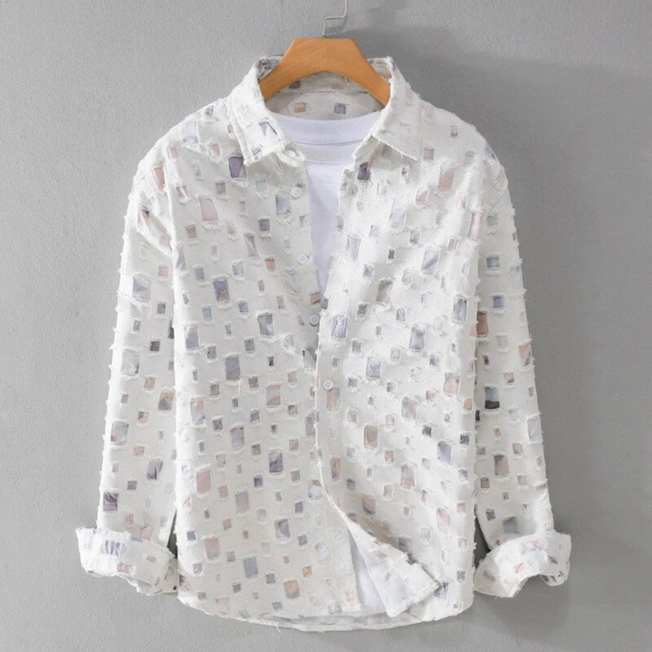 Levoire | Polo Chemise Bouton Bas Pour Hommes Blanc