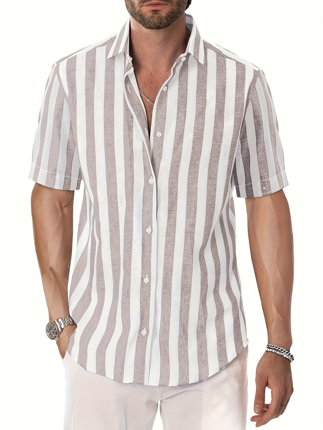 Levoire | Chemise Élégante Avec Motif Rayé Gris
