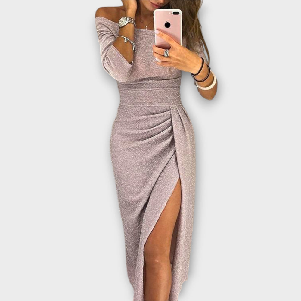 Levoire | Robe Élégante Décolletée Violet