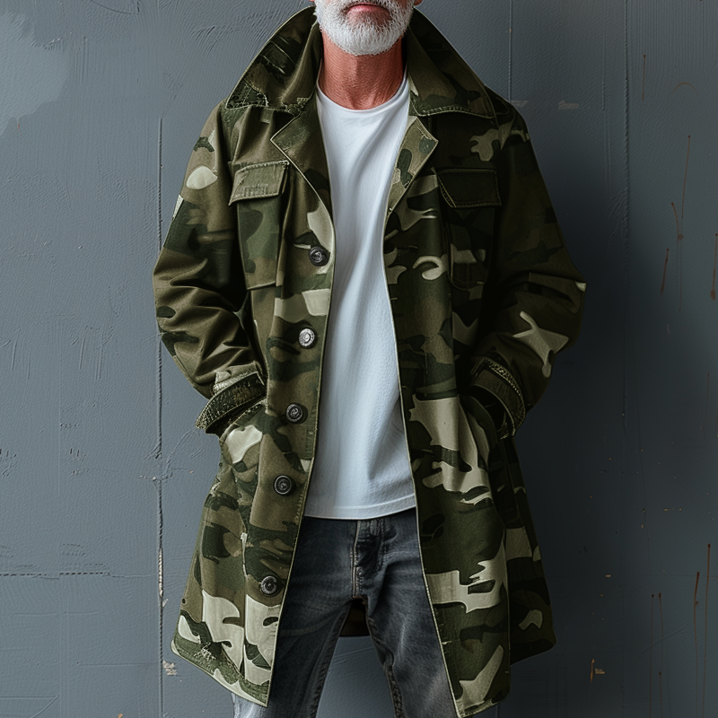Levoire | Veste Trench Camouflage Pour Hommes Armeijan vert