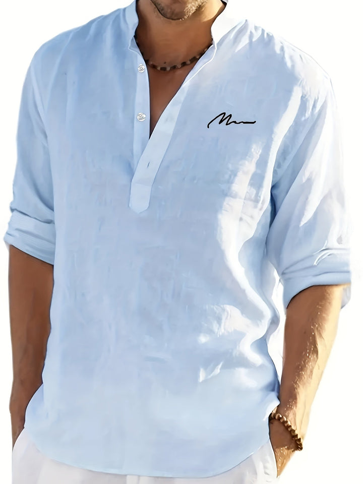 Levoire | Retro Pellavasekoite Henley-Shirt À Manches Longues