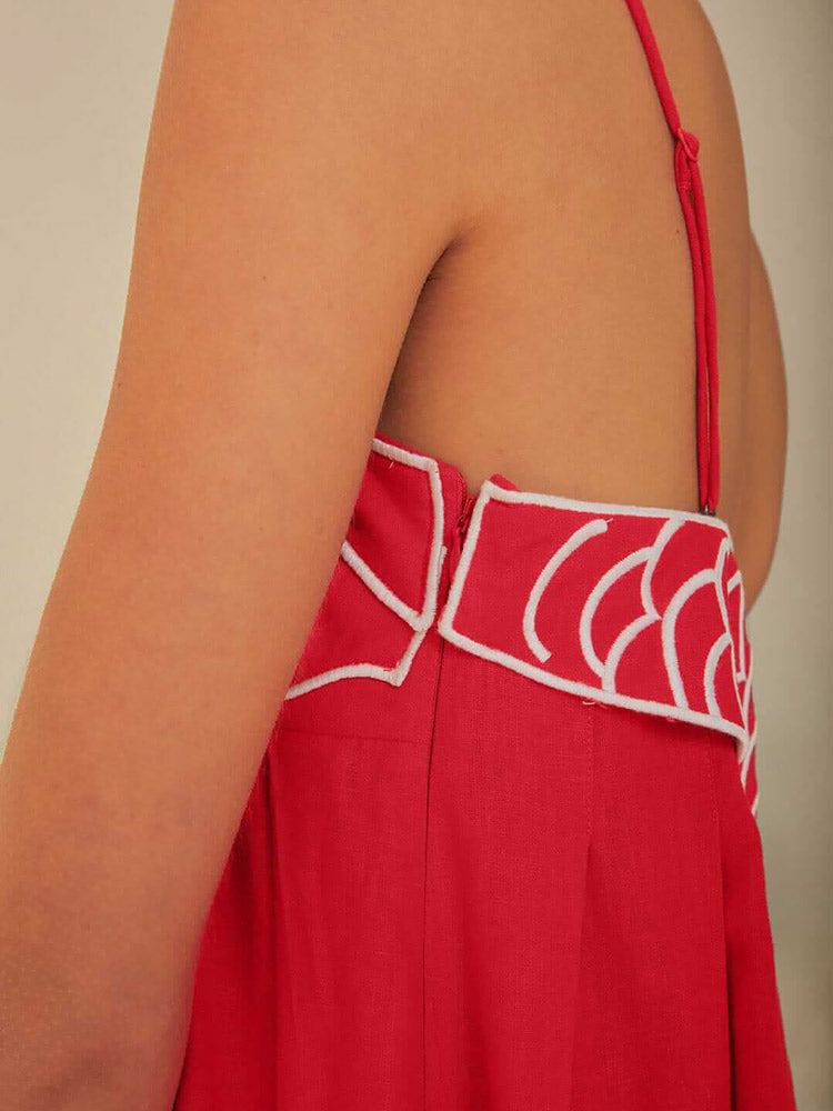 Levoire | Maxi Robe En Mélange De Lin Avec Broderie De Poisson