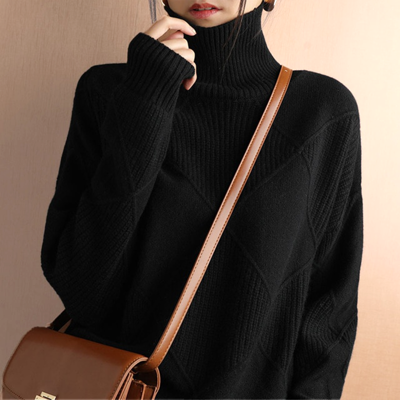 Levoire | Lotus Col Roulé Zipfel Tricot Noir