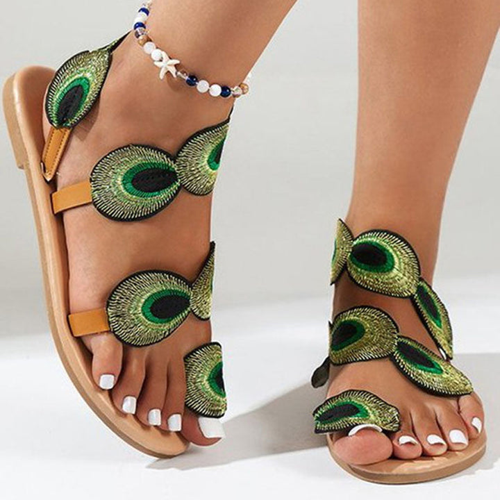 Levoire | Sandales Ouvertes Avec Détails Verts Pour Femmes