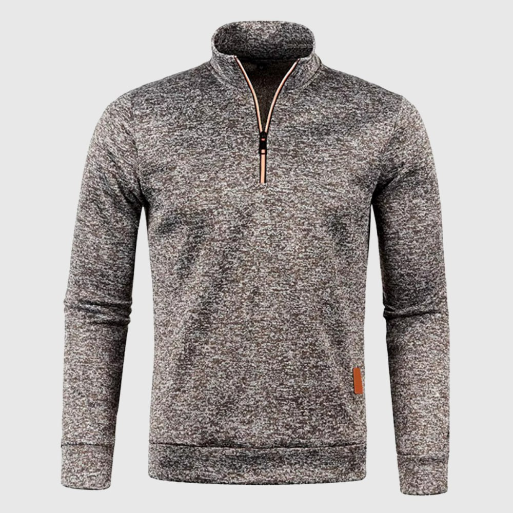 Levoire | Pull Homme Avec Zip Et Design Sportif Braun