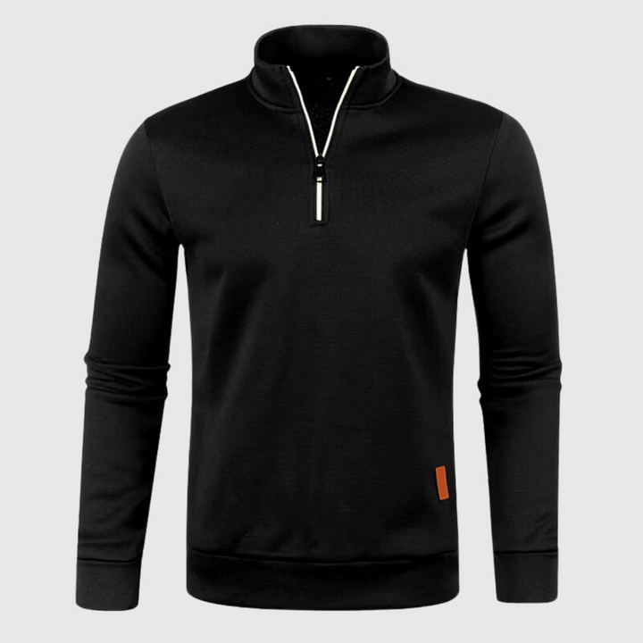 Levoire | Pull Homme Avec Zip Et Design Sportif Noir