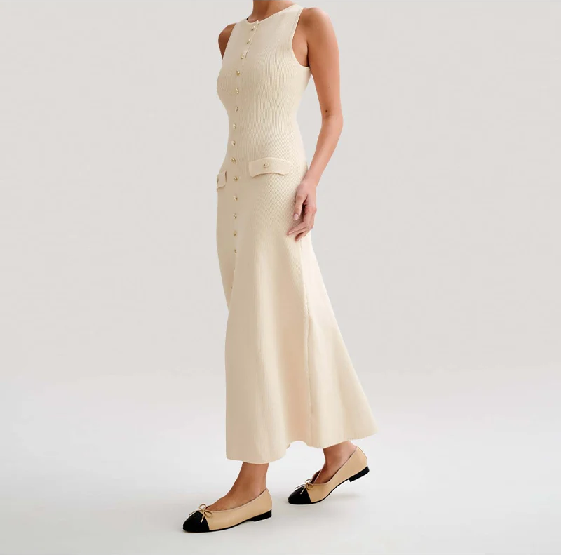 Levoire | Élégant Robe En Tricot Sans Manches