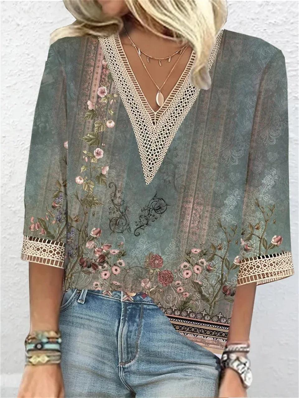 Levoire | Blouse Femme À Encolure En V Stylée Vert