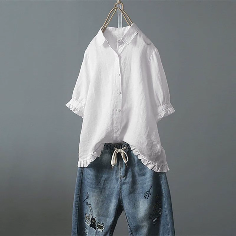 Levoire | Chemise Légère Grande Taille Avec Des Détails Ludiques Blanc