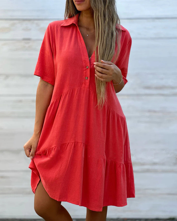 Levoire | Robe D'Été Classique Avec Décolleté En V Et Boutons Rot
