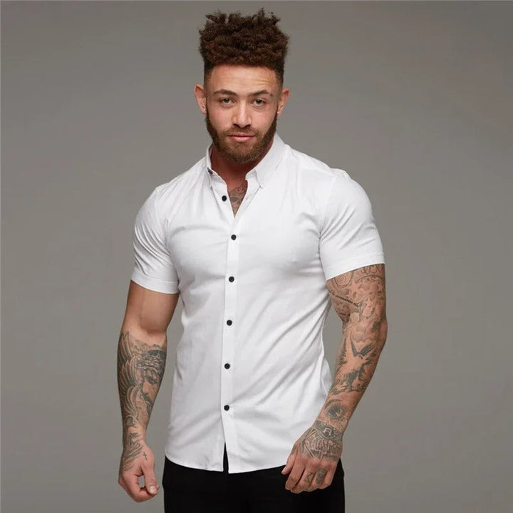 Levoire | Noir Léger Mouvement Chemise Homme blanc
