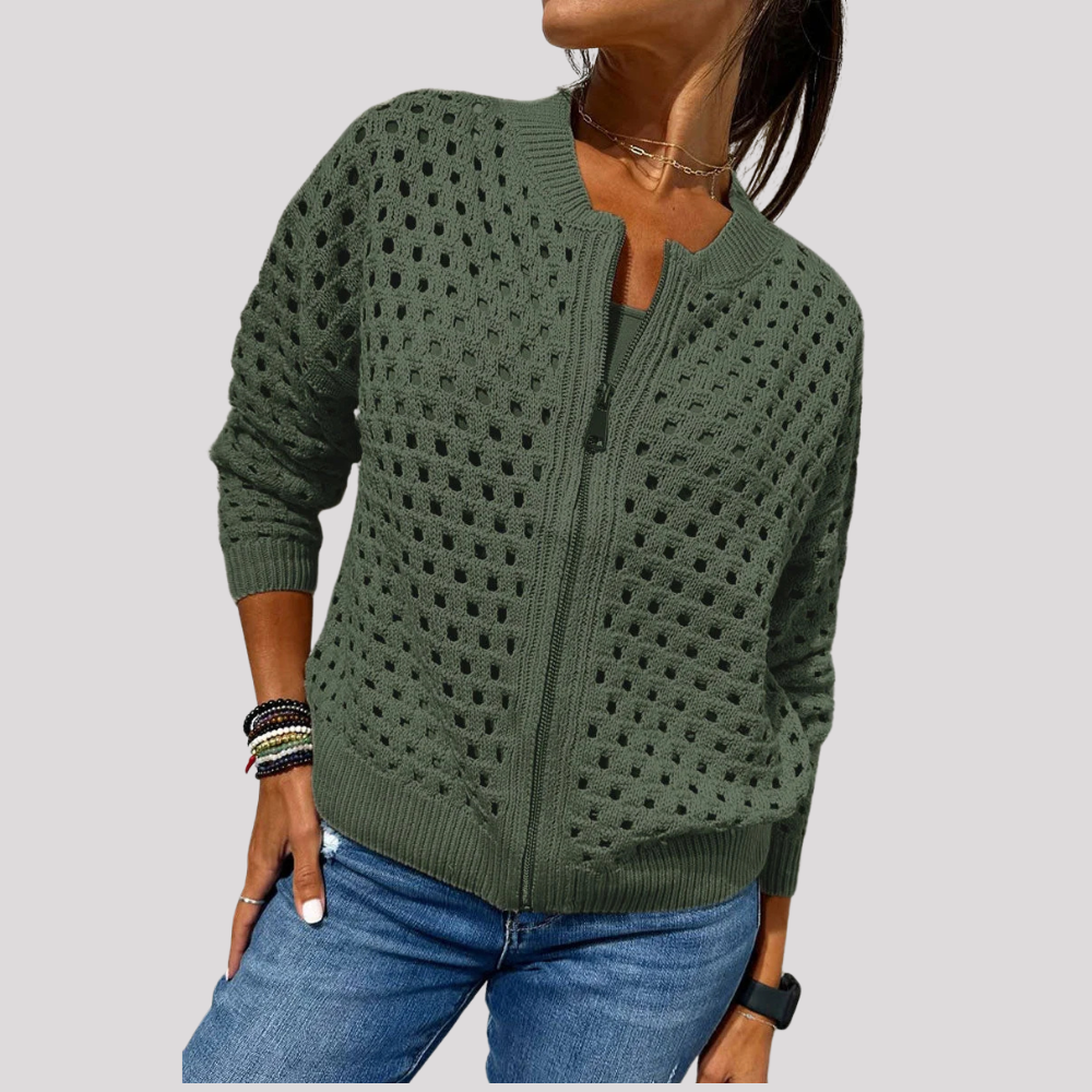 Levoire | Élégant Cardigan Zippé Vert