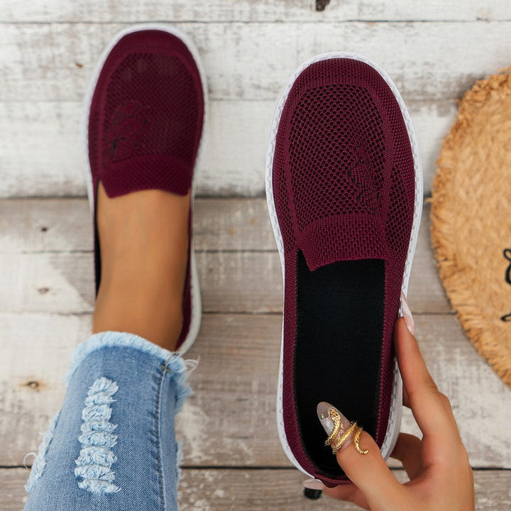 Levoire | Chaussures Slip On Respirantes Relaxantes En Maille Pour Femmes Bordeaux rouge