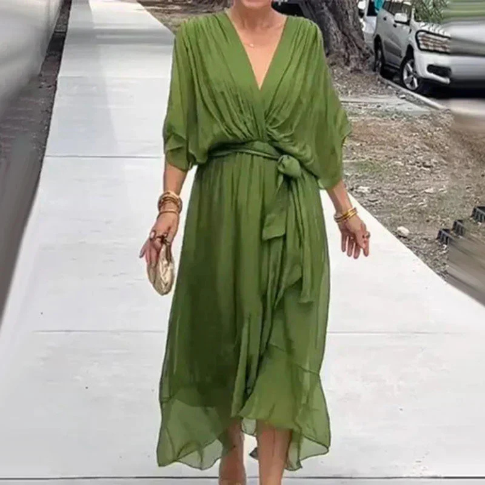 Levoire | Robe Maxi Noire Touche Boho Vert