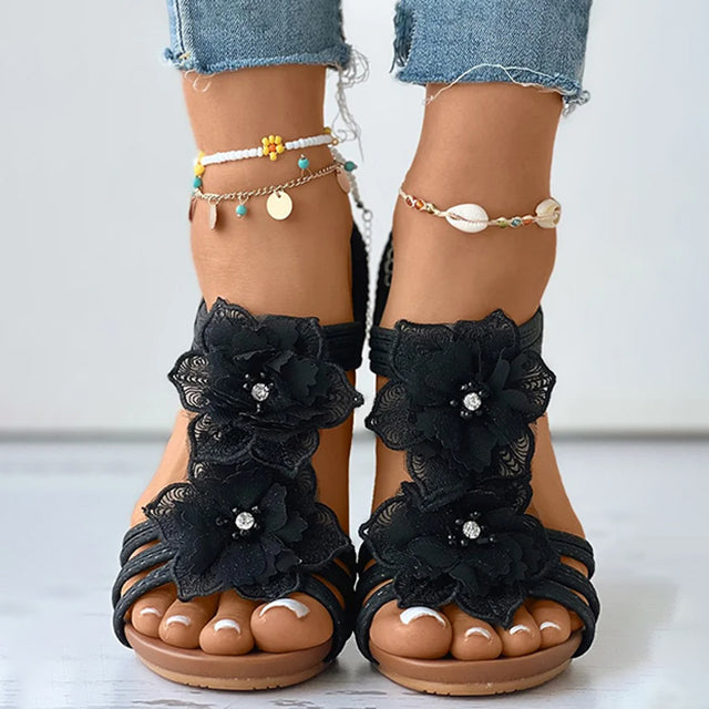 Levoire | Beaux Sandales À Talons Hauts Avec Détails En Fleurs Pour Femmes