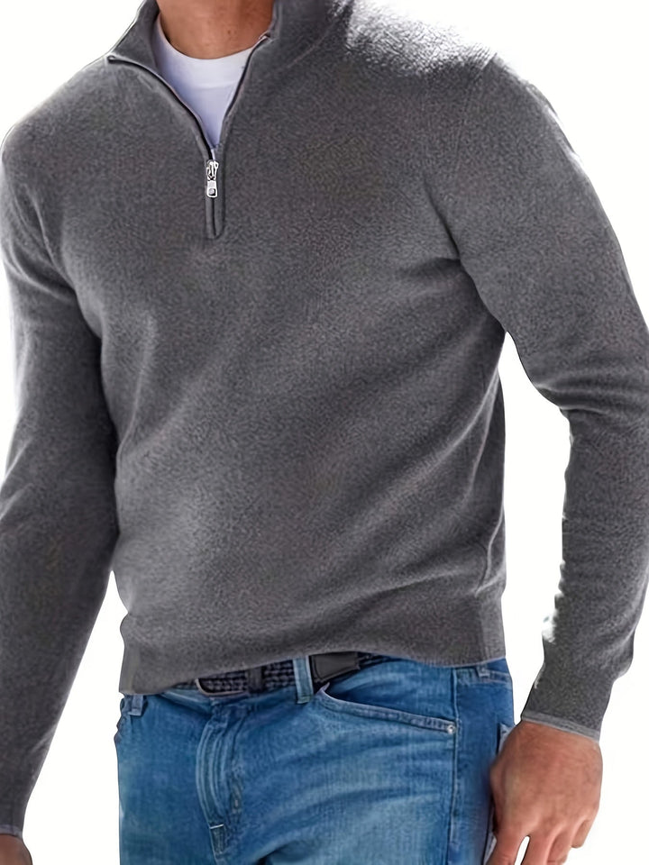 Levoire | Pull À Col Montant En Laine Pour Homme Avec Stretch Élevé Et Fermeture Éclair Gris foncé