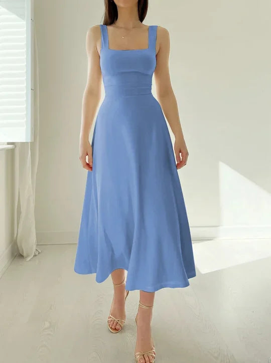 Levoire | Robe midi réversible Audrey en bambou biologique avec poches Bleu