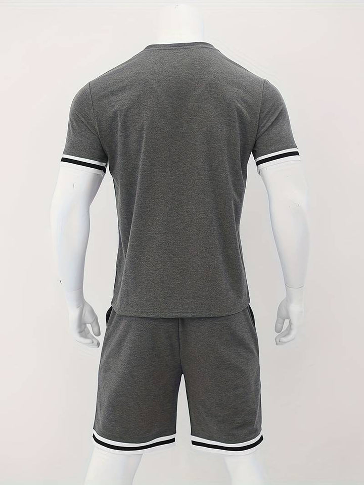 Levoire | T-Shirt Rayé Respirant Et Shorts Décontractés