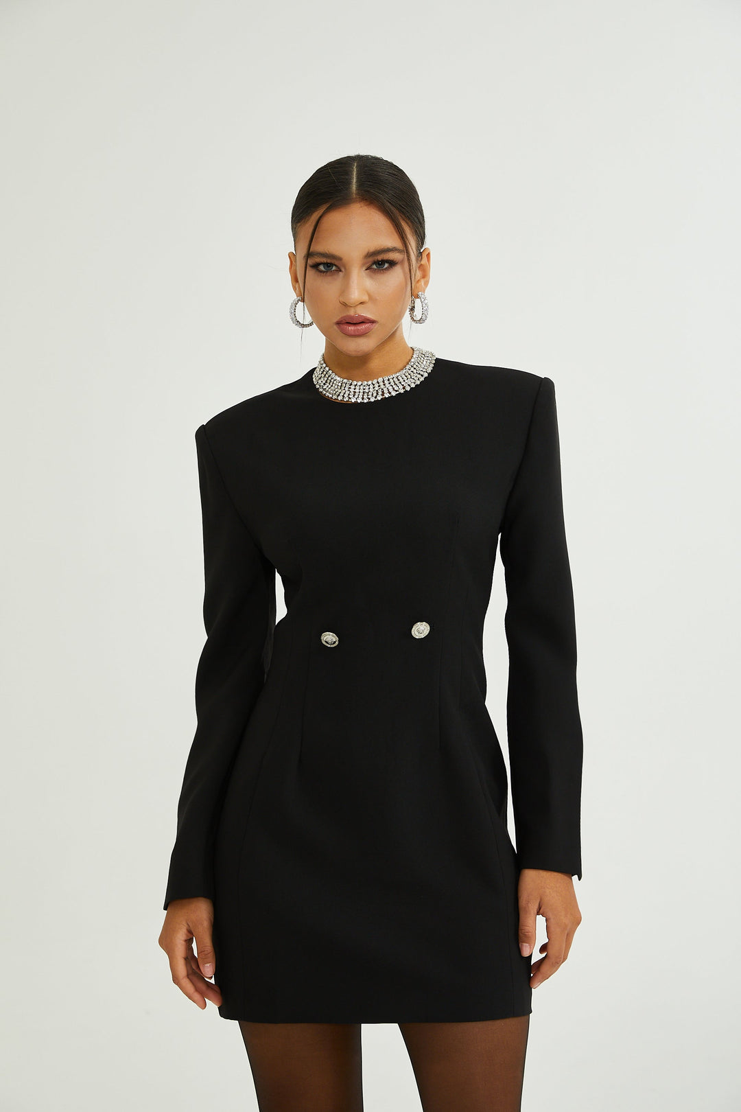 Levoire | Noir Silhouette De Sablier Épaulettes Mini Robe