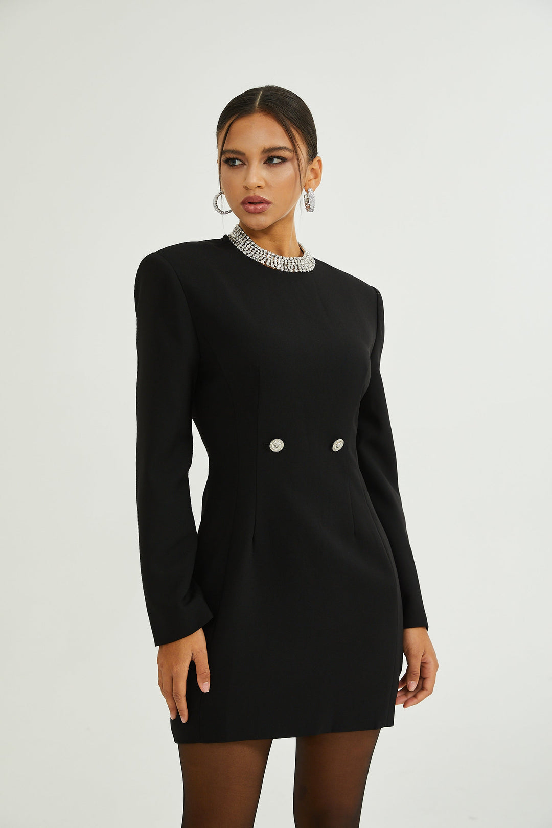 Levoire | Noir Silhouette De Sablier Épaulettes Mini Robe