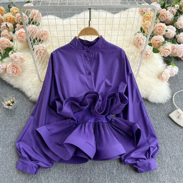Levoire | Haut femme avec ceinture froncée violet profond Une taille
