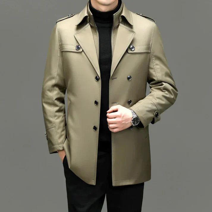Levoire | En Tissu Fin Avec Des Boutons Et Un Design De Trench-Coat Long Khaki